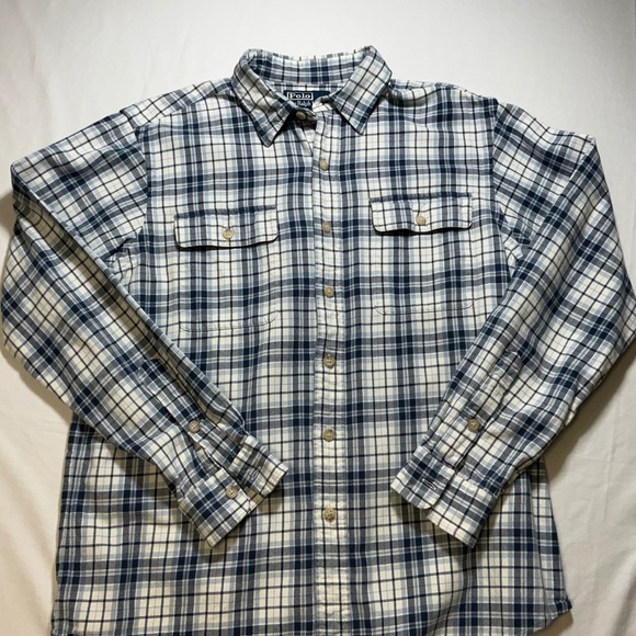 Polo Ralph Lauren Mens Flannel Plaid Button Down Shirt Long Sleeve Medium M - Picture 1 of 6